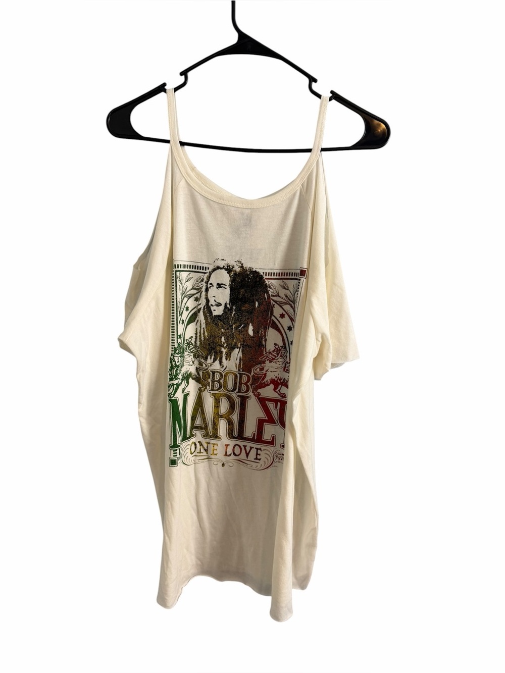 Torrid Bob Marley One Love Cream Graphic Cold Shoulder Top